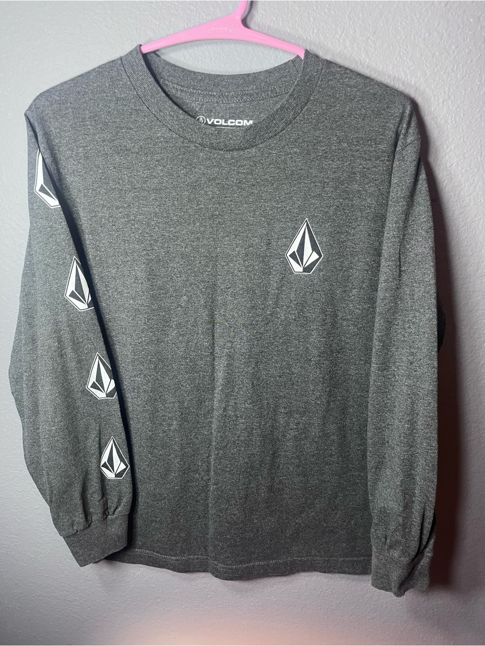 Volcom Charcoal Gray Long Sleeve Logo Tee